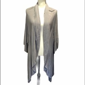 EVER GRAY/TAUPE WATERFALL FRONT DRAPE OPEN CARDIGAN SIZE LARGE